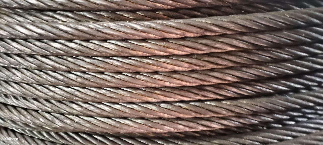 Close-up of wire rope construction